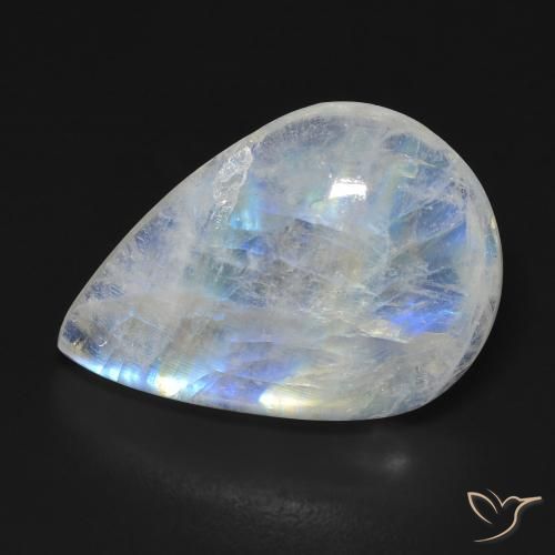 13.11ct 天然 蓝白色 彩虹月长石, 梨形, 透明