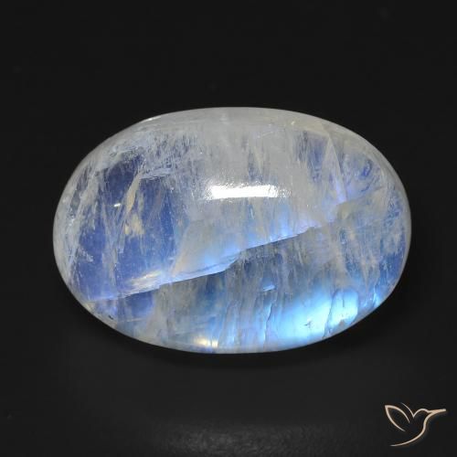 15.76ct 天然 蓝白色 彩虹月长石, 椭圆形, 透明
