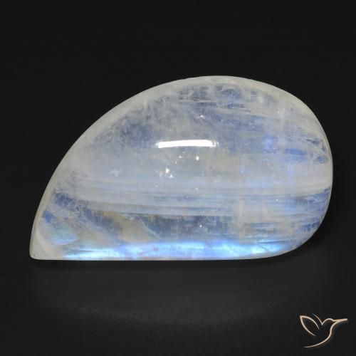 19.25ct 天然 蓝白色 彩虹月长石, 花式切割, 透明