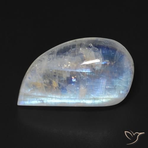 14.35ct 天然 蓝白色 彩虹月长石, 花式切割, 透明