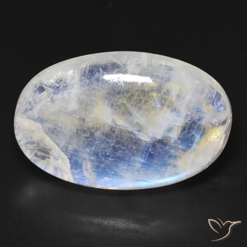 21.32ct 天然 蓝白色 彩虹月长石, 椭圆形, 透明