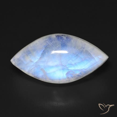 13.68ct 天然 蓝白色 彩虹月长石, 榄尖形, 透明