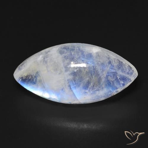 10.03ct 天然 蓝白色 彩虹月长石, 榄尖形, 透明