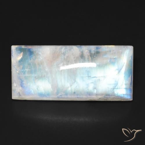 15.17ct 天然 蓝白色 彩虹月长石, 狭长方形, 透明