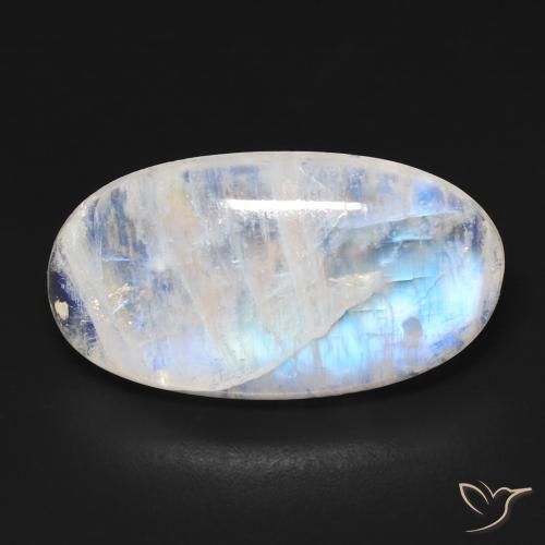 13.18ct 天然 蓝白色 彩虹月长石, 椭圆形, 透明