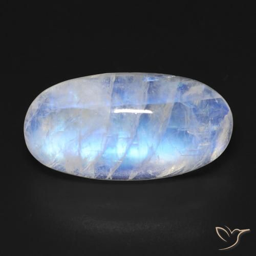 14.37ct 天然 蓝白色 彩虹月长石, 椭圆形, 透明