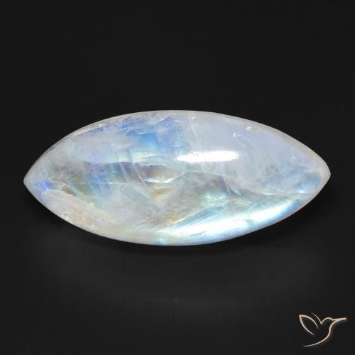 12.26ct 天然 蓝白色 彩虹月长石, 榄尖形, 透明