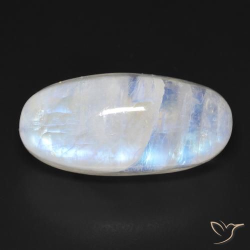 21.21ct 天然 蓝白色 彩虹月长石, 椭圆形, 透明