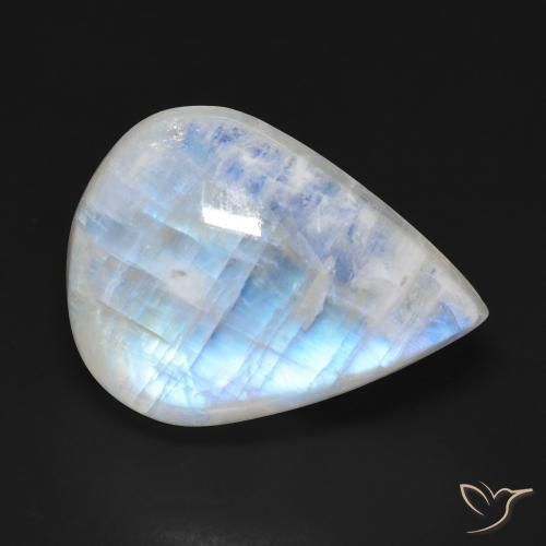 20.29ct 天然 蓝白色 彩虹月长石, 梨形, 透明