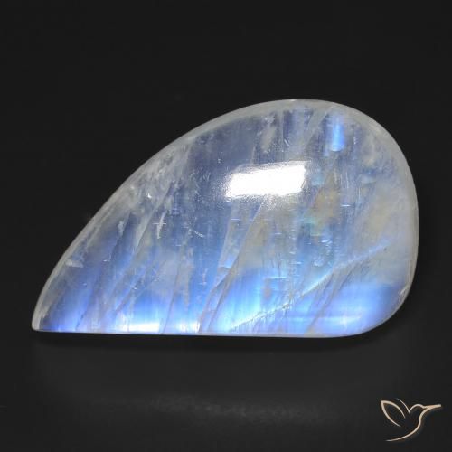 23.19ct 天然 蓝白色 彩虹月长石, 花式切割, 透明