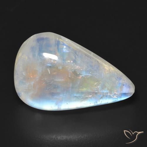 23.12ct 天然 蓝白色 彩虹月长石, 梨形, 透明