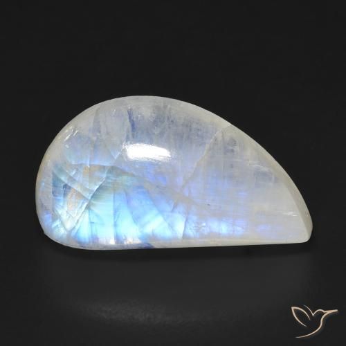 10.97ct 天然 蓝白色 彩虹月长石, 花式切割, 透明