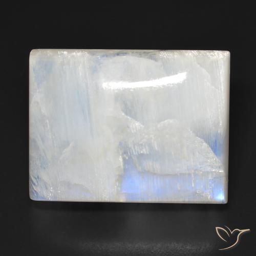 34.86ct 天然 蓝白色 彩虹月长石, 狭长方形, 透明