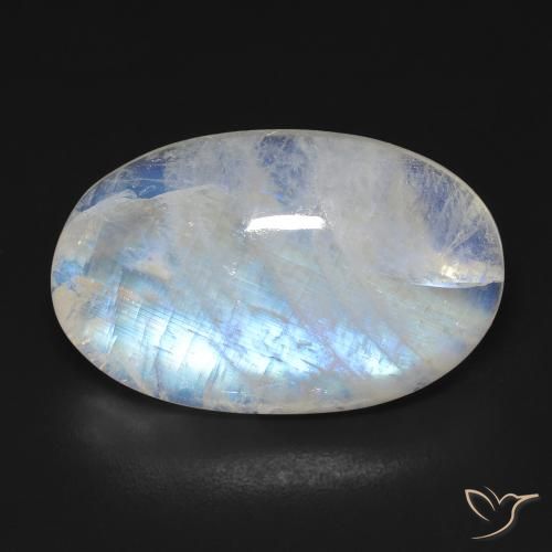 15.32ct 天然 蓝白色 彩虹月长石, 椭圆形, 透明