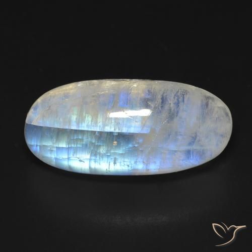 13.15ct 天然 蓝白色 彩虹月长石, 椭圆形, 透明