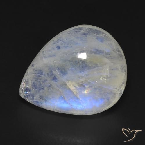 9.08ct 天然 蓝白色 彩虹月长石, 梨形, 透明