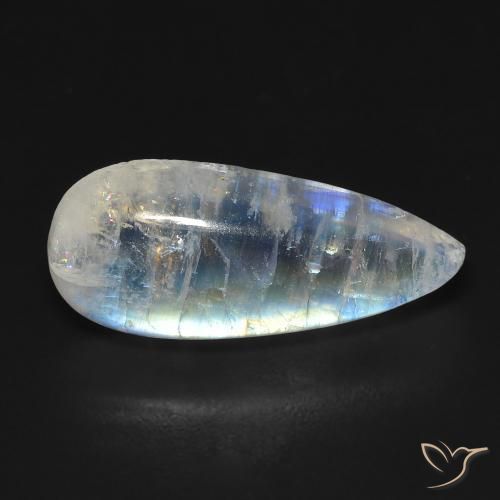 7.01ct 天然 蓝白色 彩虹月长石, 梨形, 透明