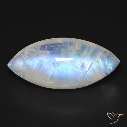 17.99ct 天然 蓝白色 彩虹月长石, 榄尖形, 透明