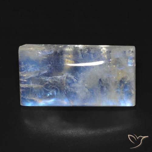 12.81ct 天然 蓝白色 彩虹月长石, 狭长方形, 透明