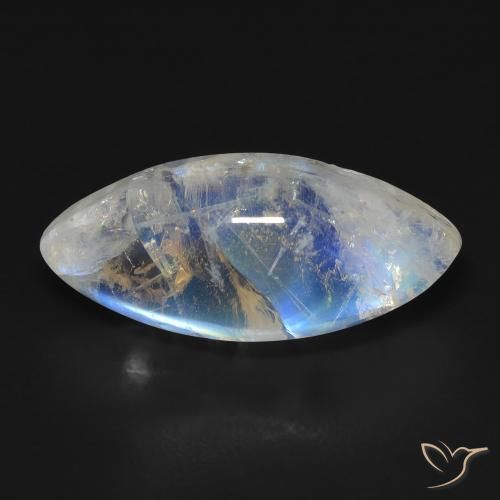 9.87ct 天然 蓝白色 彩虹月长石, 榄尖形, 透明