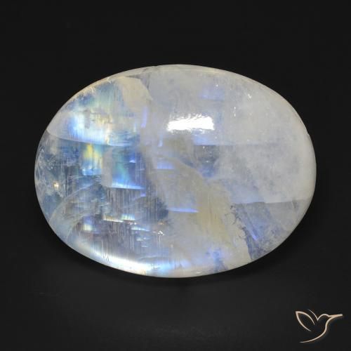 20.42ct 天然 蓝白色 彩虹月长石, 椭圆形, 透明