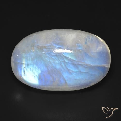 19.40ct 天然 蓝白色 彩虹月长石, 椭圆形, 透明