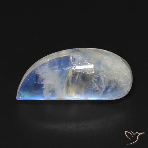 12.85ct 天然 蓝白色 彩虹月长石, 花式切割, 透明