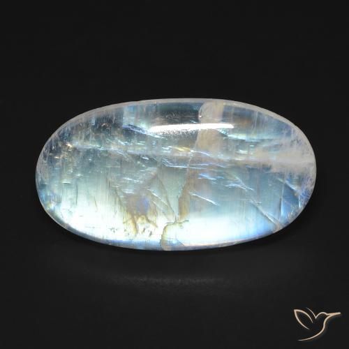 10.62ct 天然 蓝白色 彩虹月长石, 椭圆形, 透明