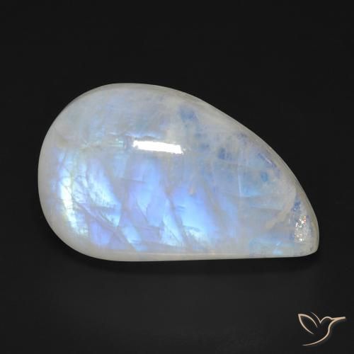15.63ct 天然 蓝白色 彩虹月长石, 花式切割, 透明