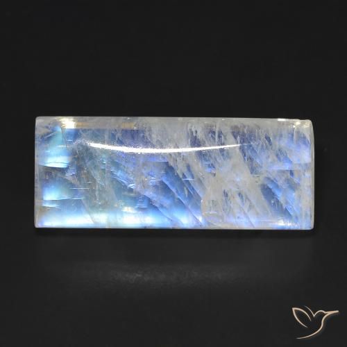 14.66ct 天然 蓝白色 彩虹月长石, 狭长方形, 透明