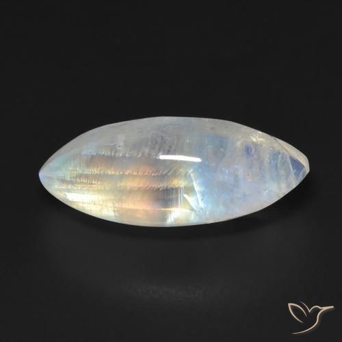 9.75ct 天然 蓝白色 彩虹月长石, 榄尖形, 透明