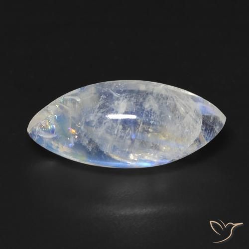 7.19ct 天然 蓝白色 彩虹月长石, 榄尖形, 透明
