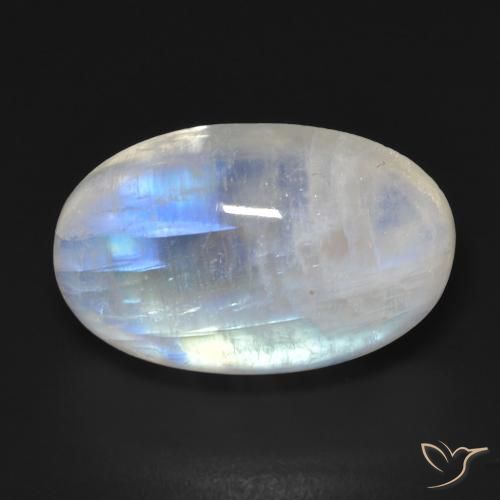 14.73ct 天然 蓝白色 彩虹月长石, 椭圆形, 透明