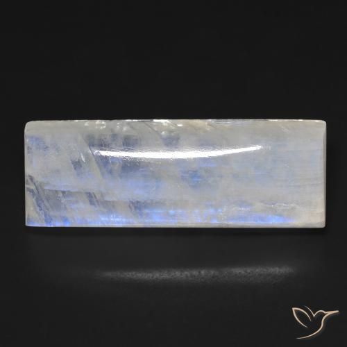 28.52ct 天然 蓝白色 彩虹月长石, 狭长方形, 透明