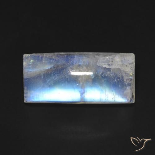 5.90ct 天然 蓝白色 彩虹月长石, 狭长方形, 透明