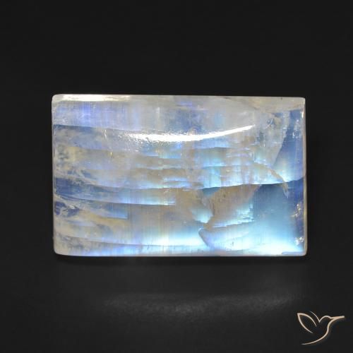 17.69ct 天然 蓝白色 彩虹月长石, 狭长方形, 透明