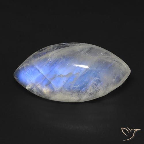 10.53ct 天然 蓝白色 彩虹月长石, 榄尖形, 透明