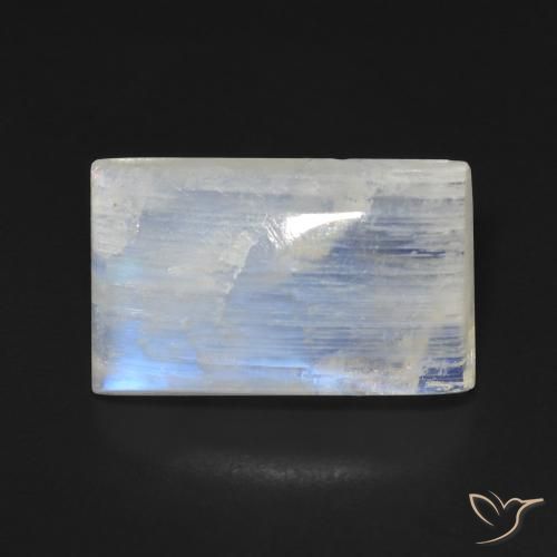 10.02ct 天然 蓝白色 彩虹月长石, 狭长方形, 透明
