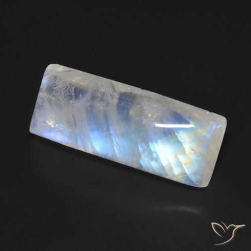 11.09克拉天然彩虹月长石，狭长方形，透明
