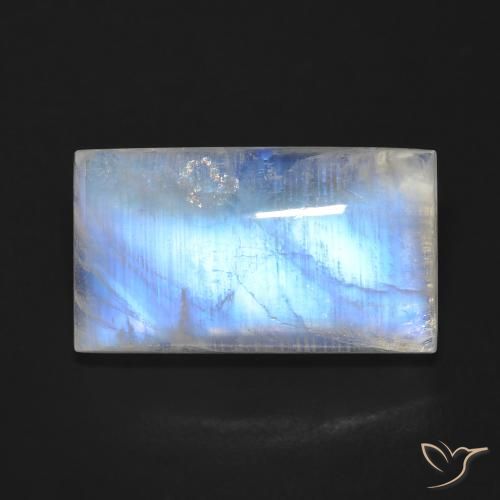 11.68ct 天然 蓝白色 彩虹月长石, 狭长方形, 透明