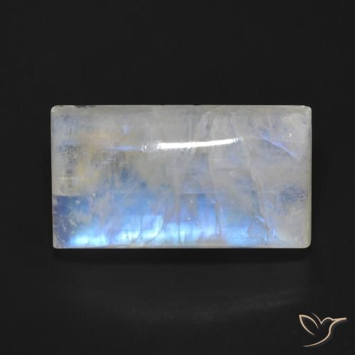 15.37ct 天然 蓝白色 彩虹月长石, 狭长方形, 透明