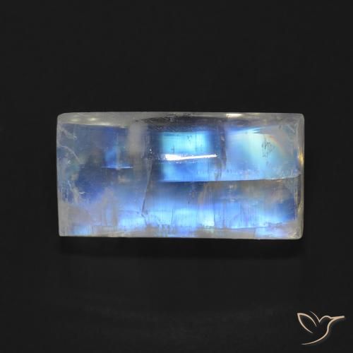 7.06ct 天然 蓝白色 彩虹月长石, 狭长方形, 透明