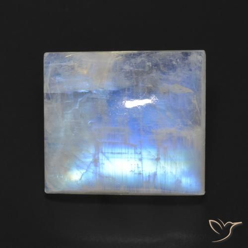 13.64ct 天然 蓝白色 彩虹月长石, 狭长方形, 透明