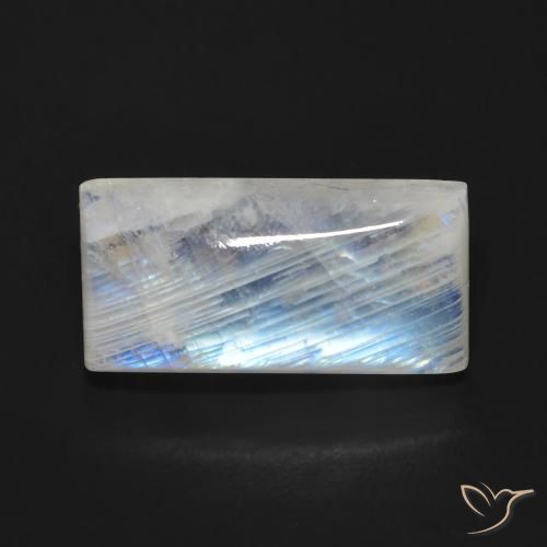 9.27ct 天然 蓝白色 彩虹月长石, 狭长方形, 透明