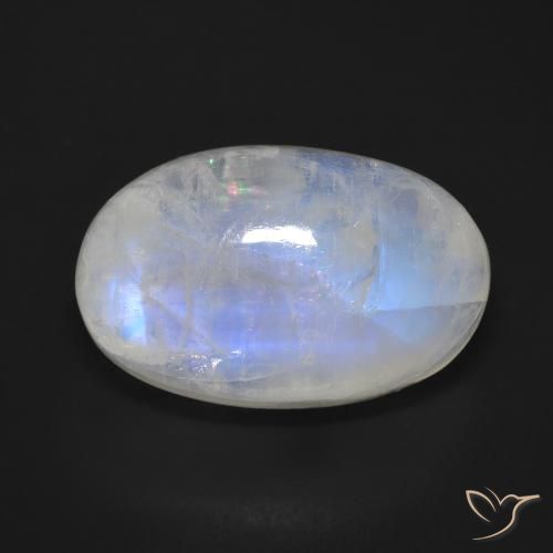 19.49ct 天然 蓝白色 彩虹月长石, 椭圆形, 不透明