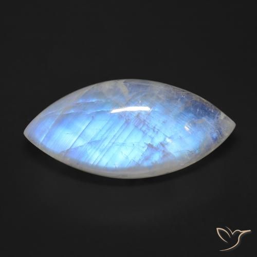 24.44ct 天然 蓝白色 彩虹月长石, 榄尖形, 透明