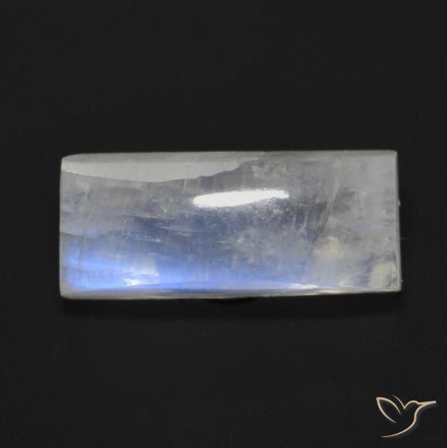 7.87ct 天然 蓝白色 彩虹月长石, 狭长方形, 透明
