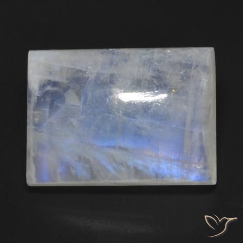 13.18ct 天然 蓝白色 彩虹月长石, 狭长方形, 透明