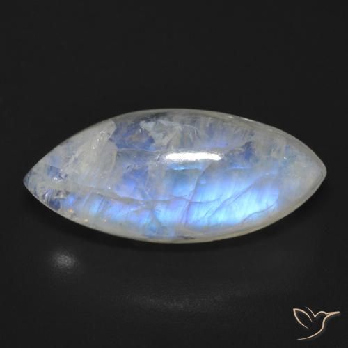11.83ct 天然 蓝白色 彩虹月长石, 榄尖形, 透明