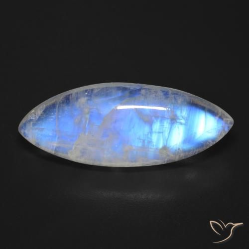 17.01ct 天然 蓝白色 彩虹月长石, 榄尖形, 透明